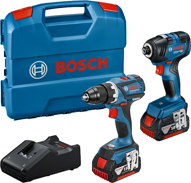 Bosch Verktygsset GDR 18V-200 GSR 18V-EC 2x4Ah & laddare i L-Case