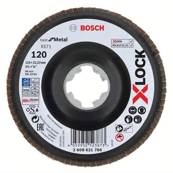Bosch Lamellrondell 115x22,23mm X-Lock, konisk, plastplatta, X571, Best for Metal