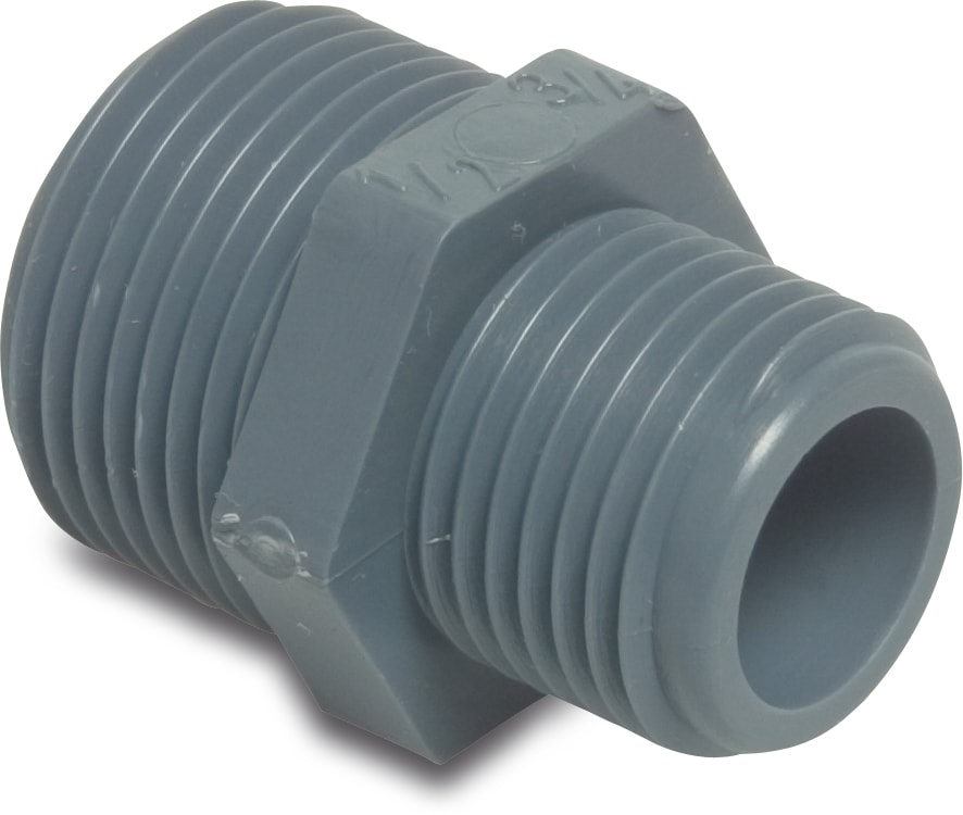 Reduktions gängad nippel m. 1 och 3/4 utv. gänga