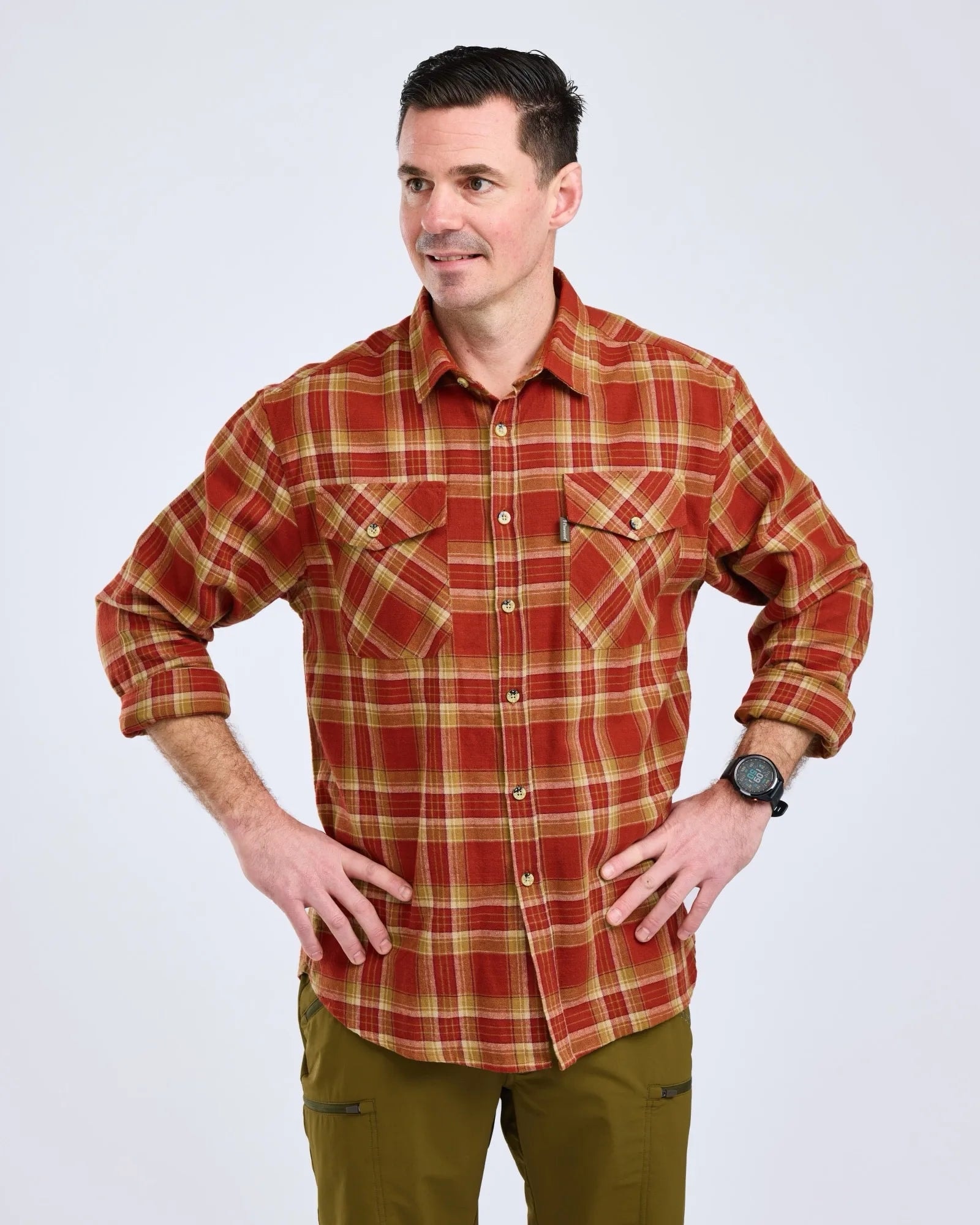 Pinewood Härjedalen Skjorta Herr Terracotta/Dark Sand