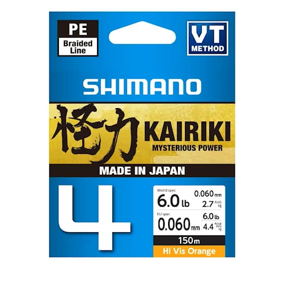 Shimano Line Kairiki 4 150m 0.28mm 26.0kg Orange