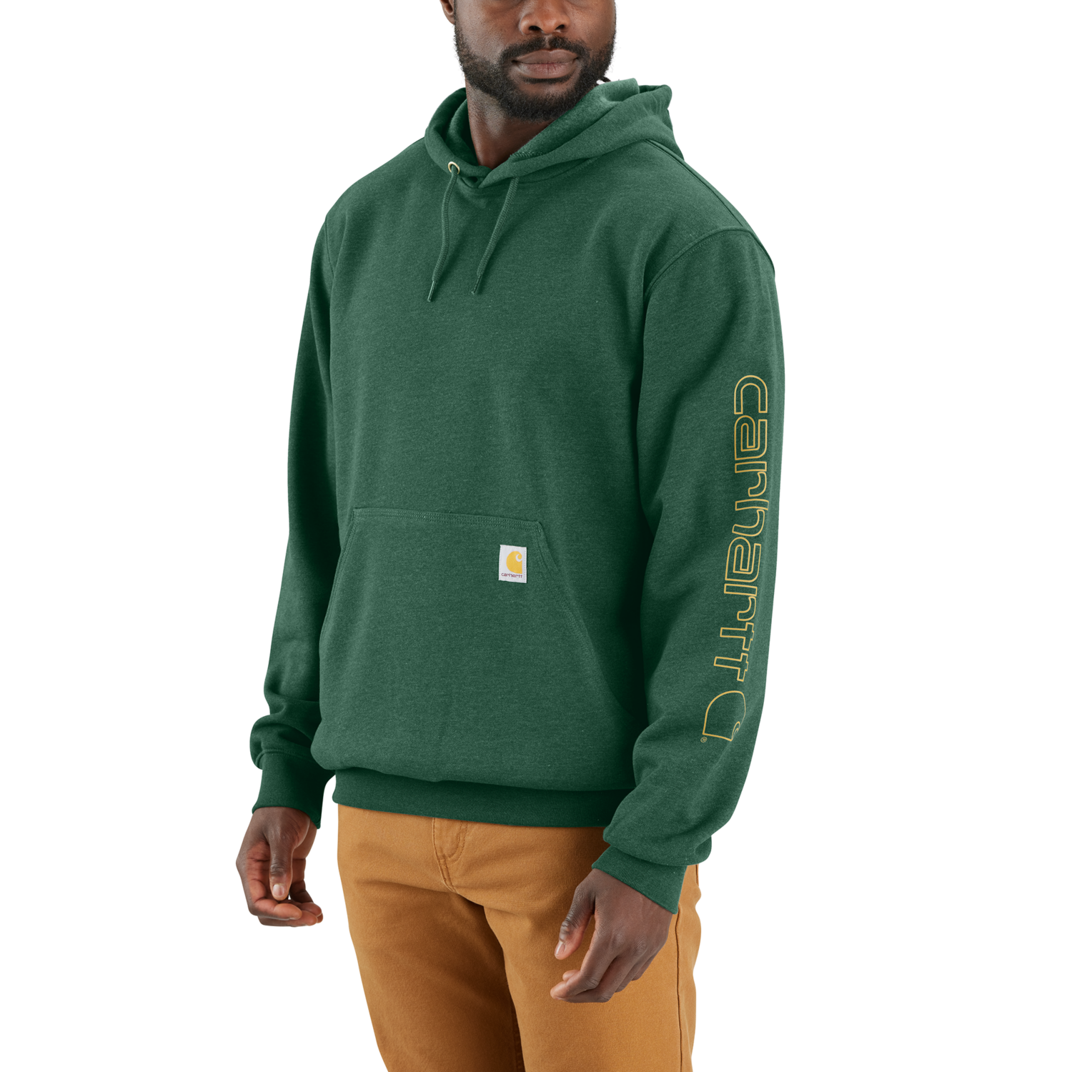 Carhartt Sleeve logo hoodie, Herr, Frosted balsam heather, XS