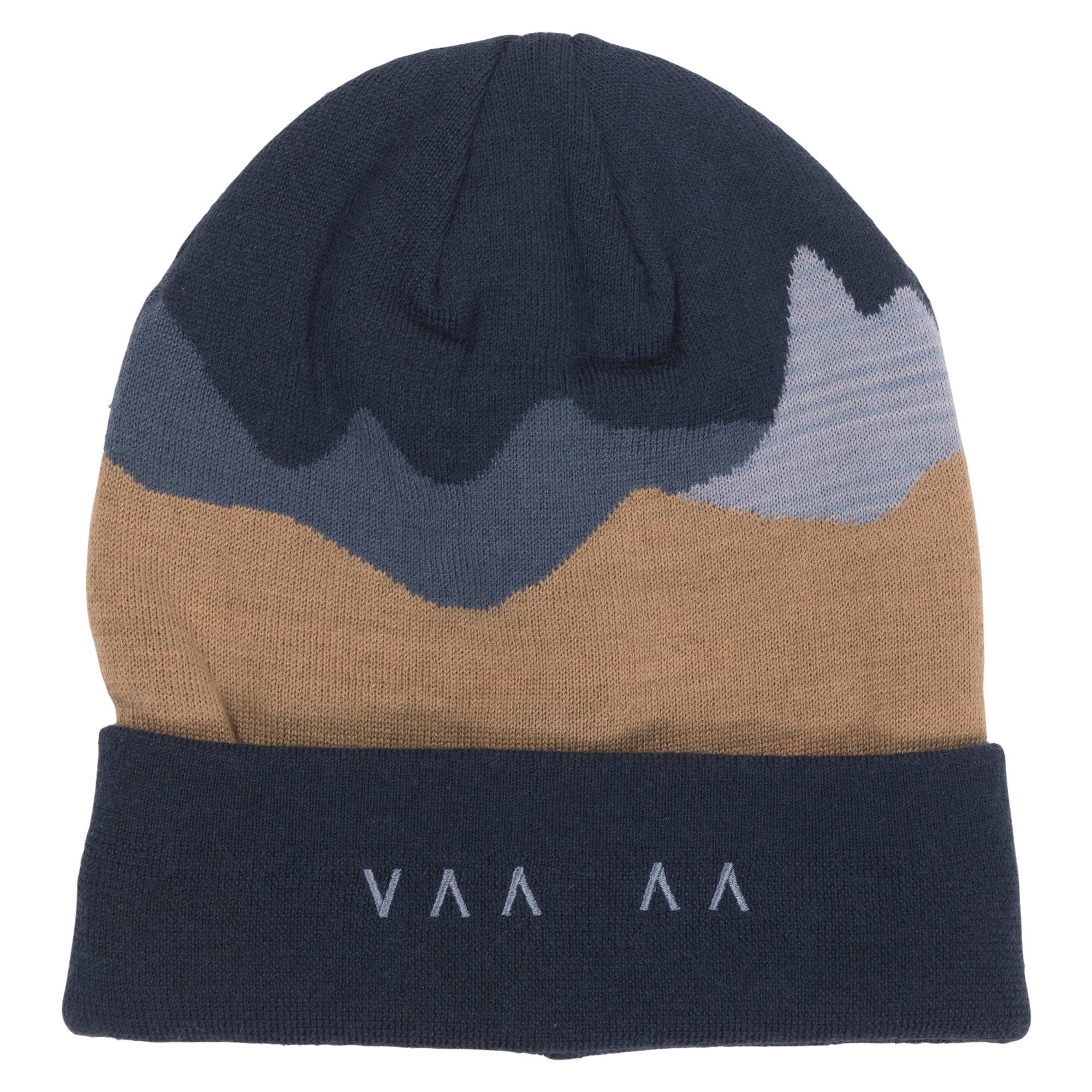Bergans Vaagaa Fine Knit Wool Beanie Navy Blue/Warm Sand One Size