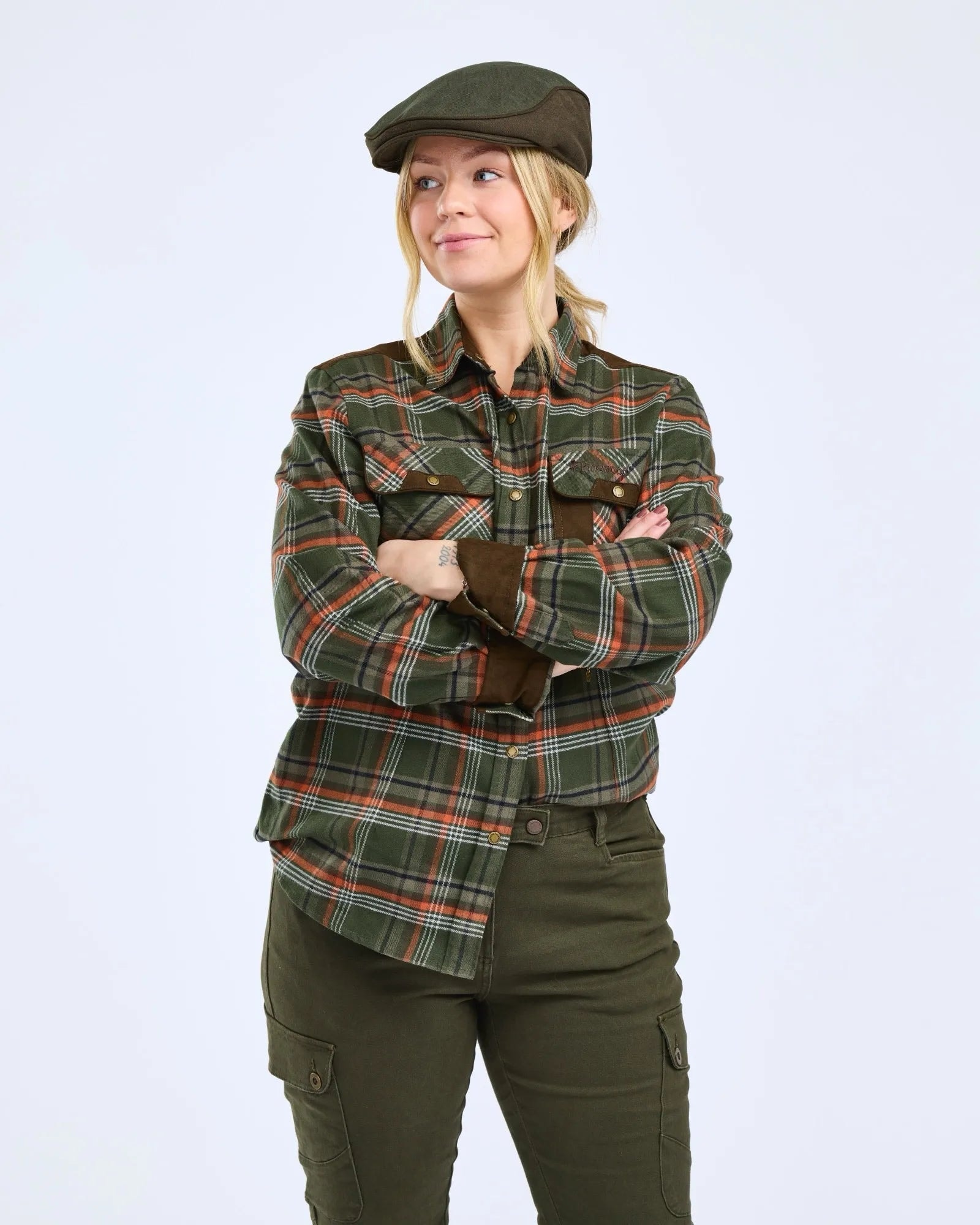 Pinewood Prestwick Exclusive Skjorta Dam Green/Burned Orange