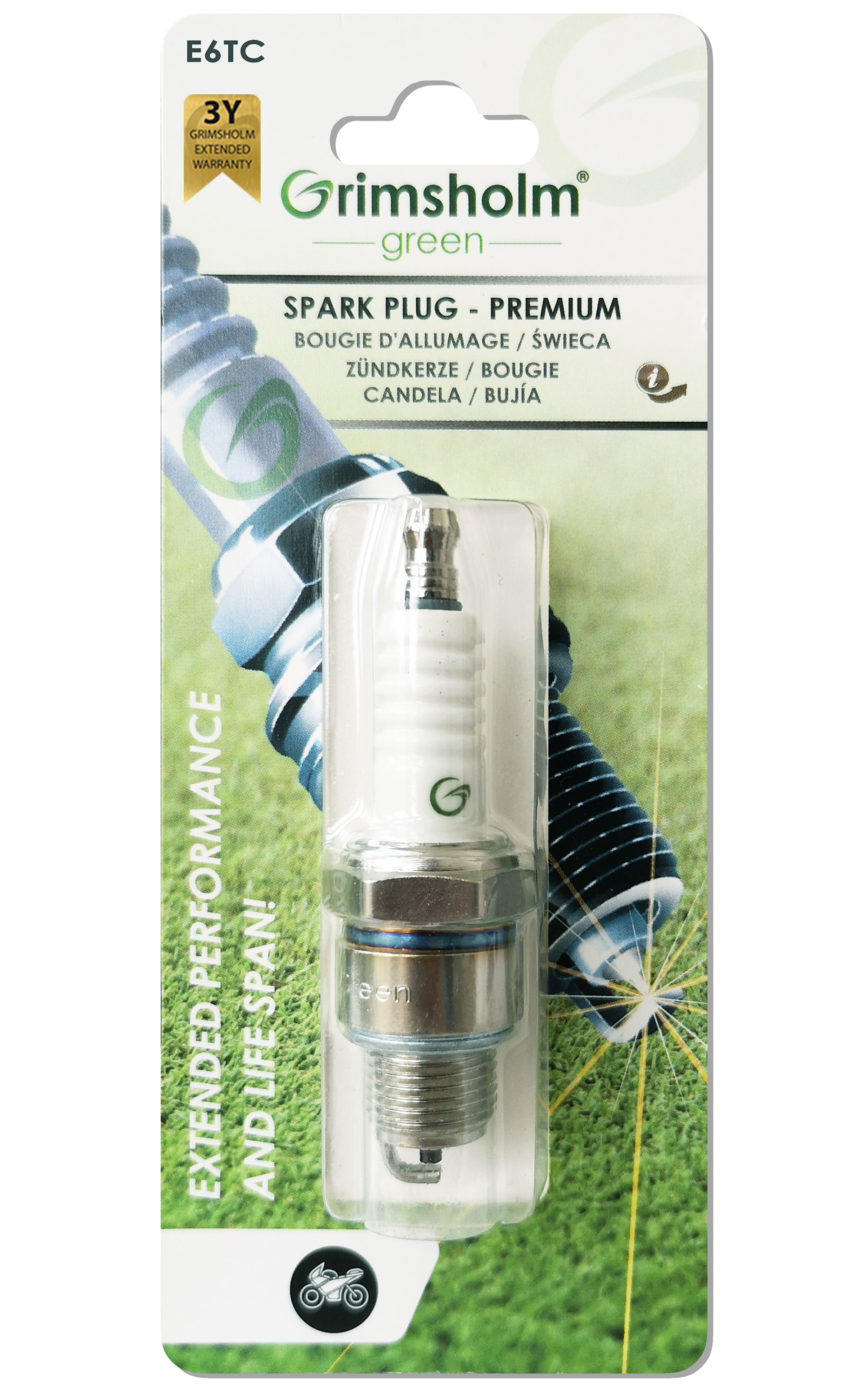 Grimsholm Tändstift E6TC (motorcyklar, utan resistor), 1 st