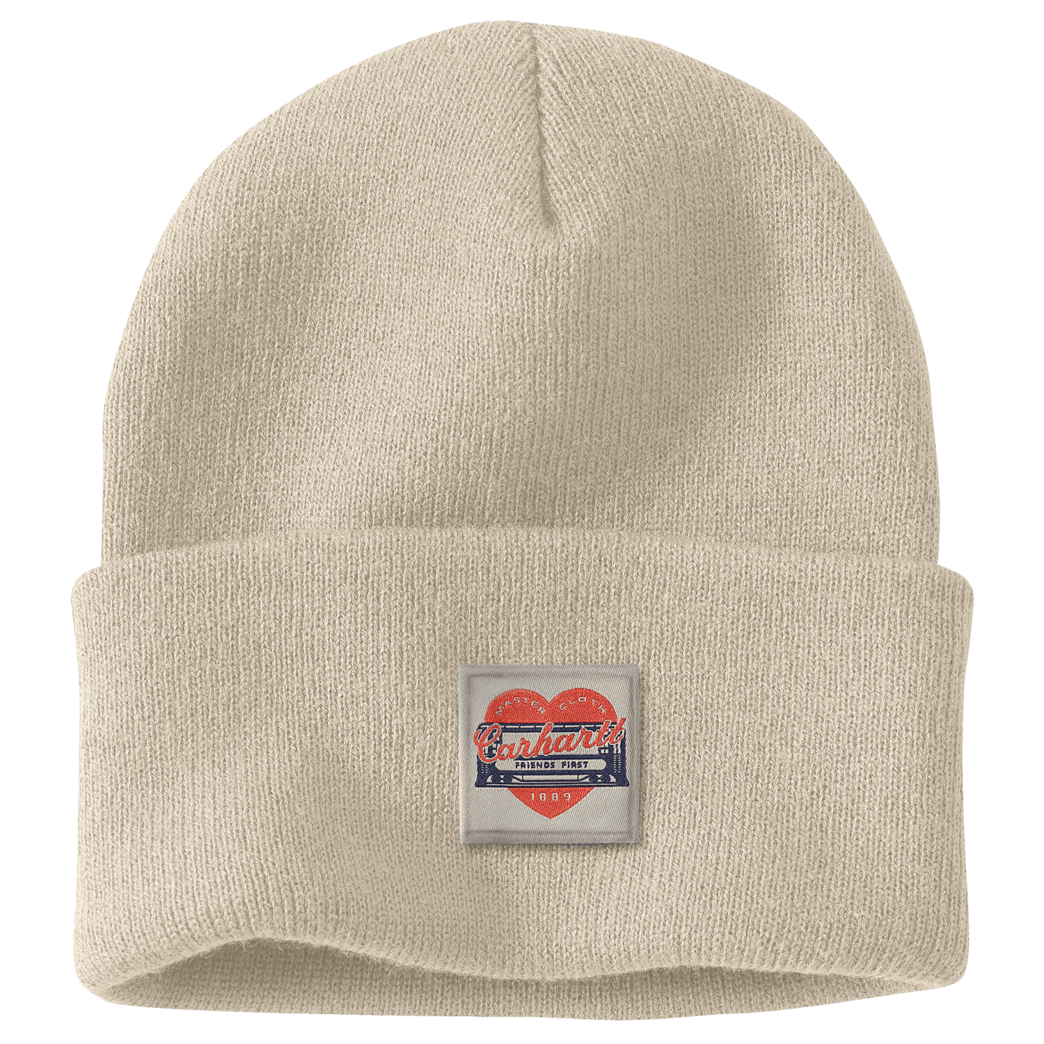 Carhartt Knit Heart Patch Beanie Women Oat Milk