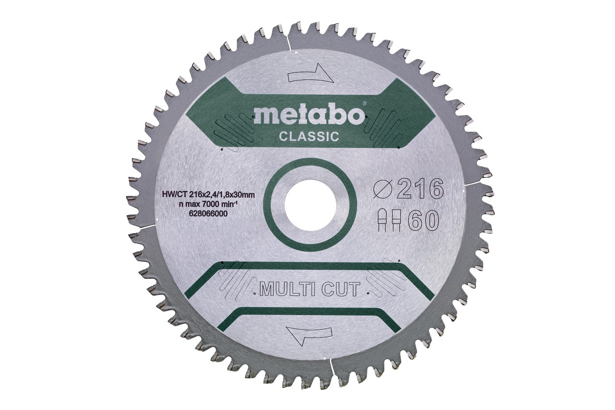Metabo Sahanterä Multi Cut - Classic Ø216x30, Z60 FZ/TZ, 5° neg