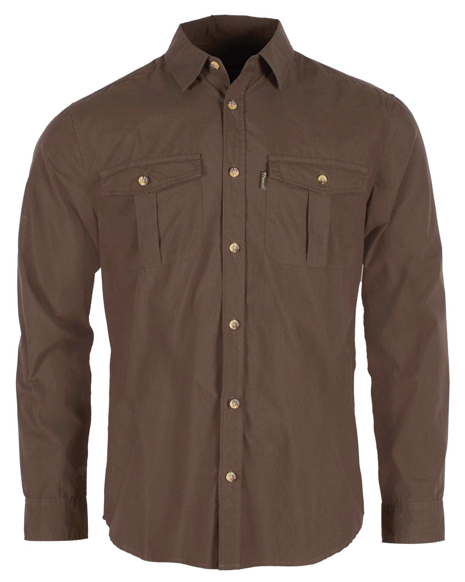 Pinewood Safari Långarmad Skjorta Herr Dark Olive XXL