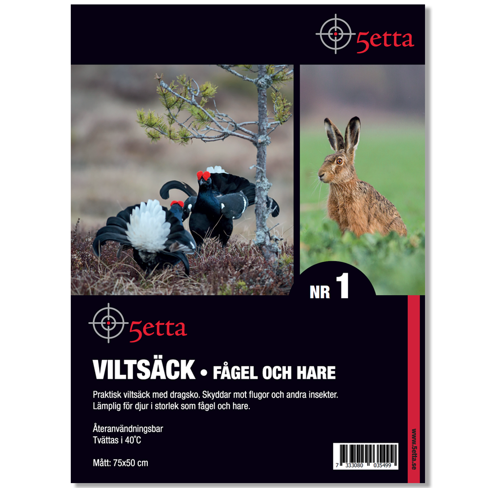 5etta Vildtsæk 1 Hare & Fugl 75x50 cm