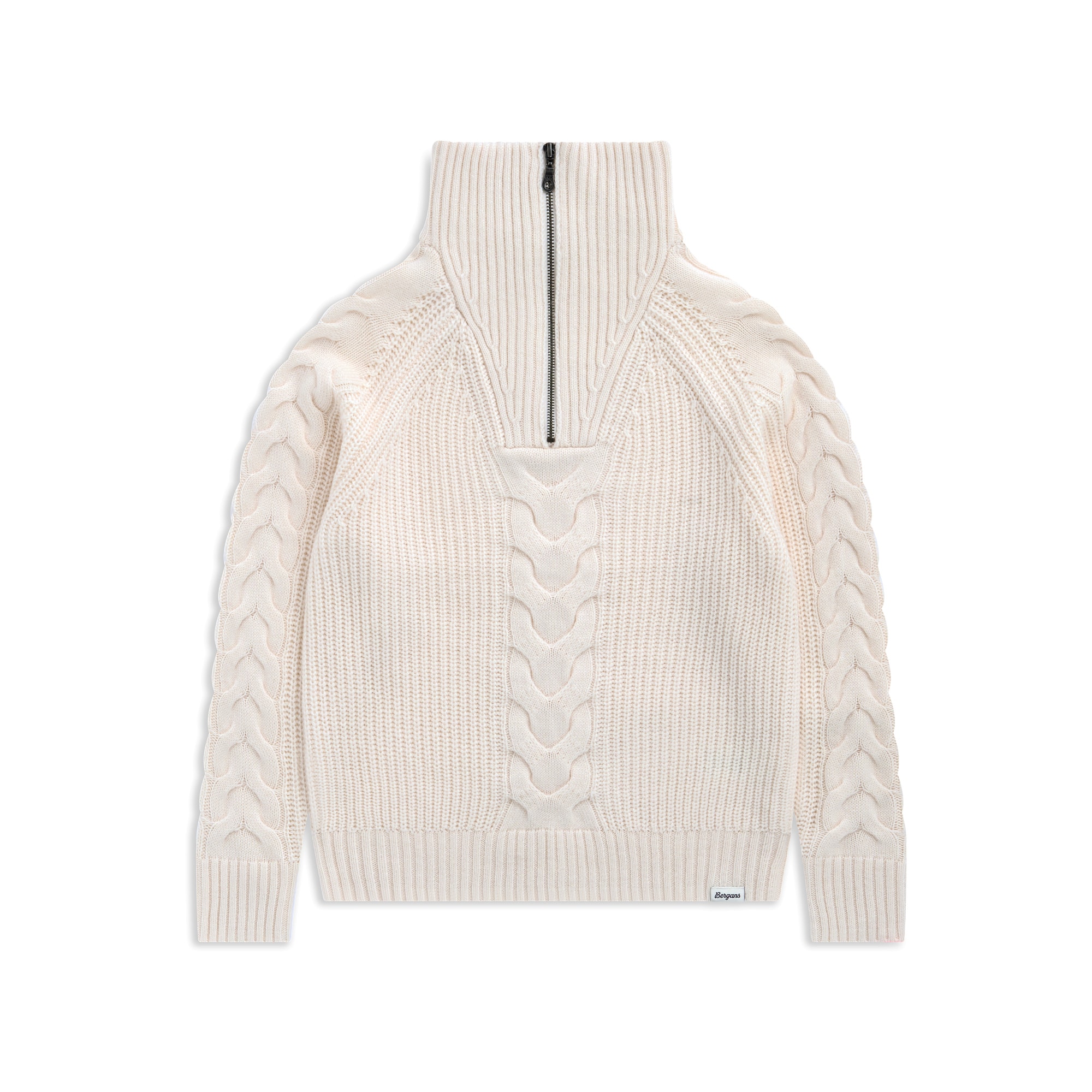 Bergans Milde Knitted Half-Zip Wollpullover Damen Creme