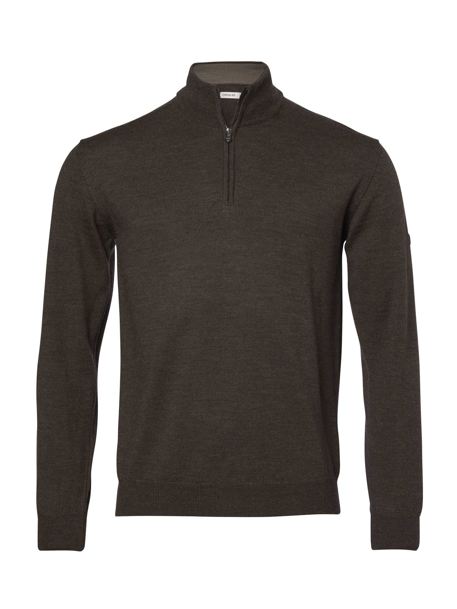 Chevalier Aston Half Zip Merino-genser Herre Leather Brown