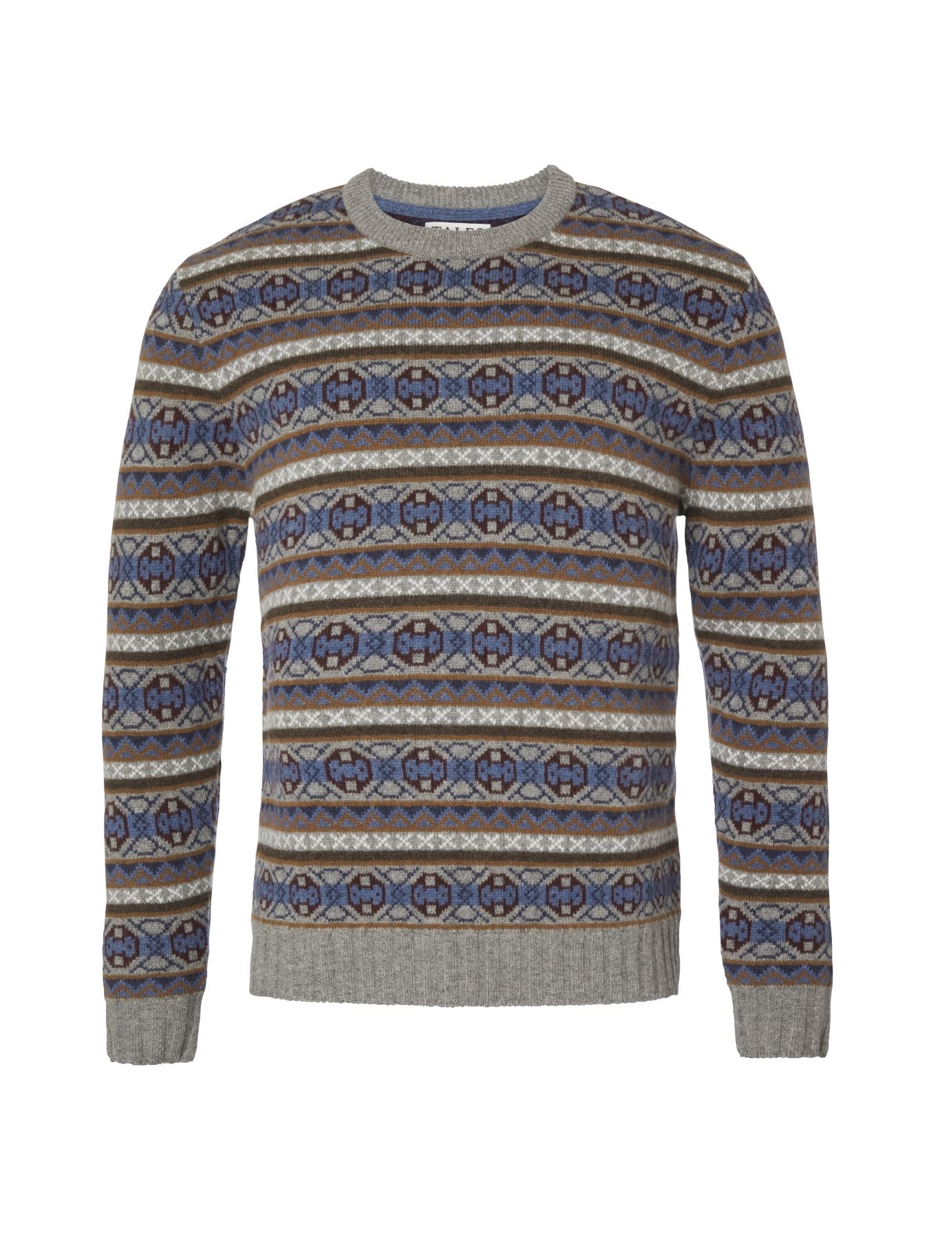 Chevalier Moss Sweater Men Stone Grey Jaquard L