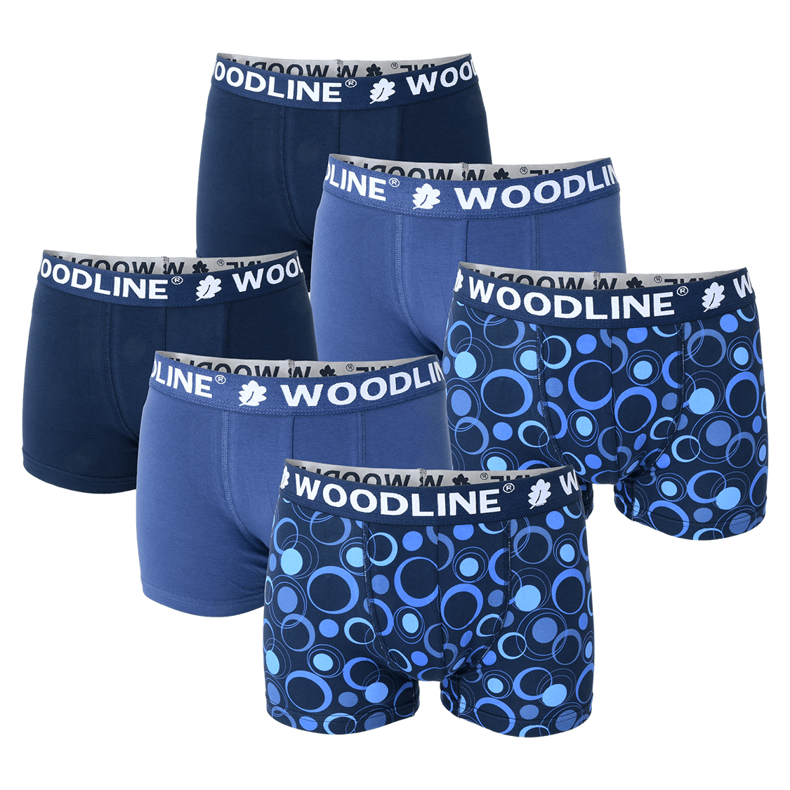 Woodline-boksershortsit, siniset, 6 kpl:n pakkaus