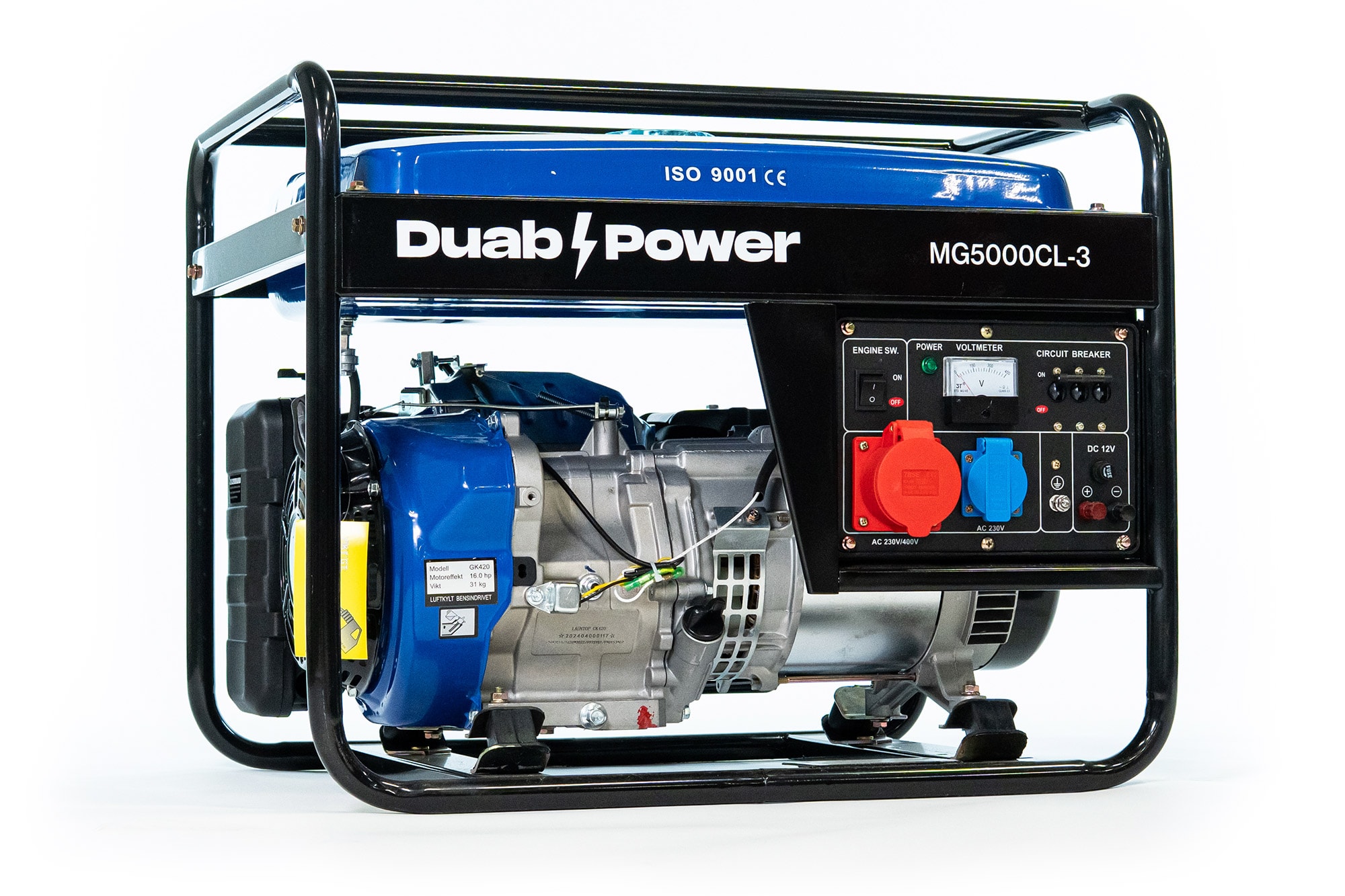 Duab-Power Elverk MG5000CL-3 1-fas/3-fas bensin