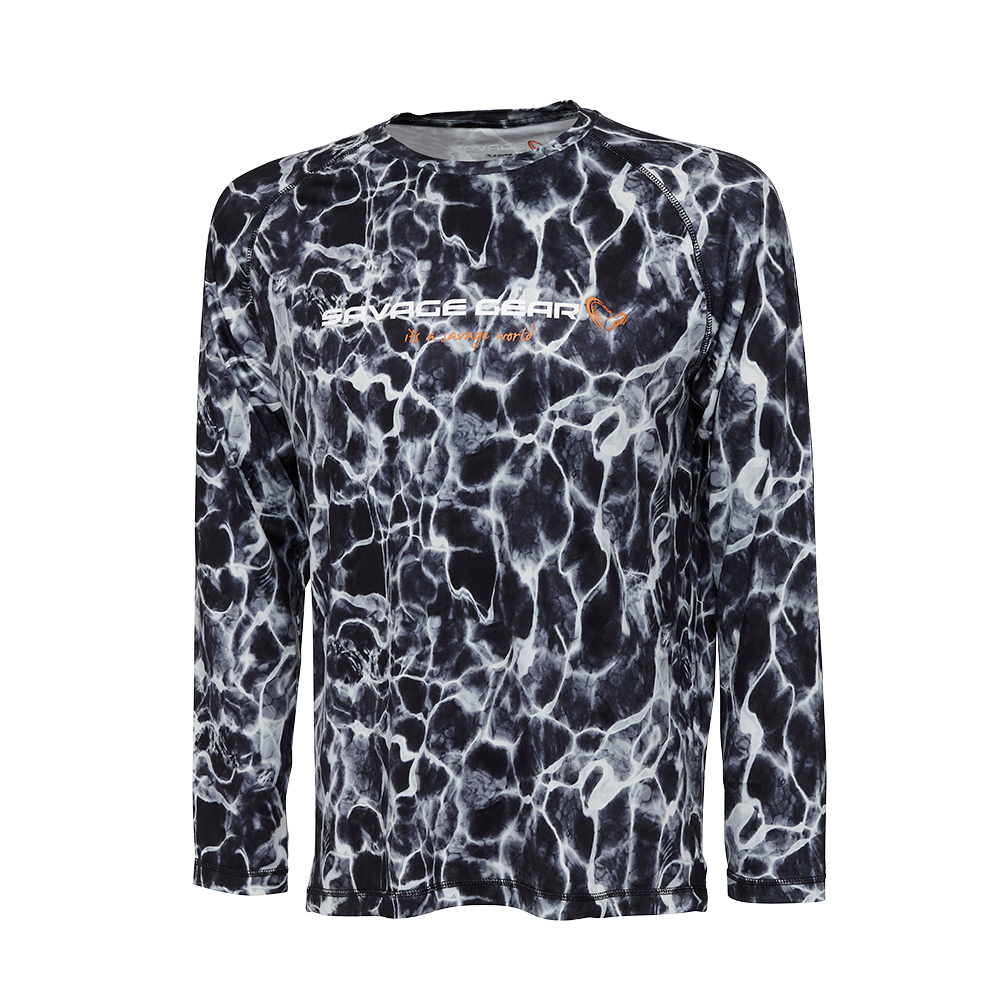 Night Uv Long Sleeve T-Shirt Black Waterprint
