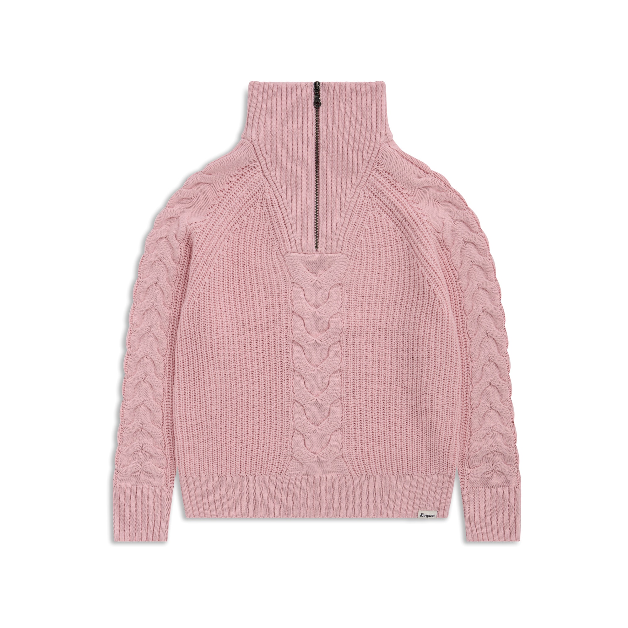 Bergans Milde Knitted Half-Zip Wollpullover Damen Faded Pink
