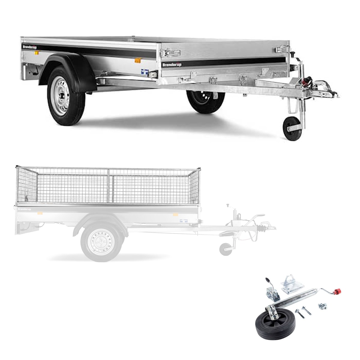 Bilsläp FS1425500U med grindar 500 mm och stödhjulskit -