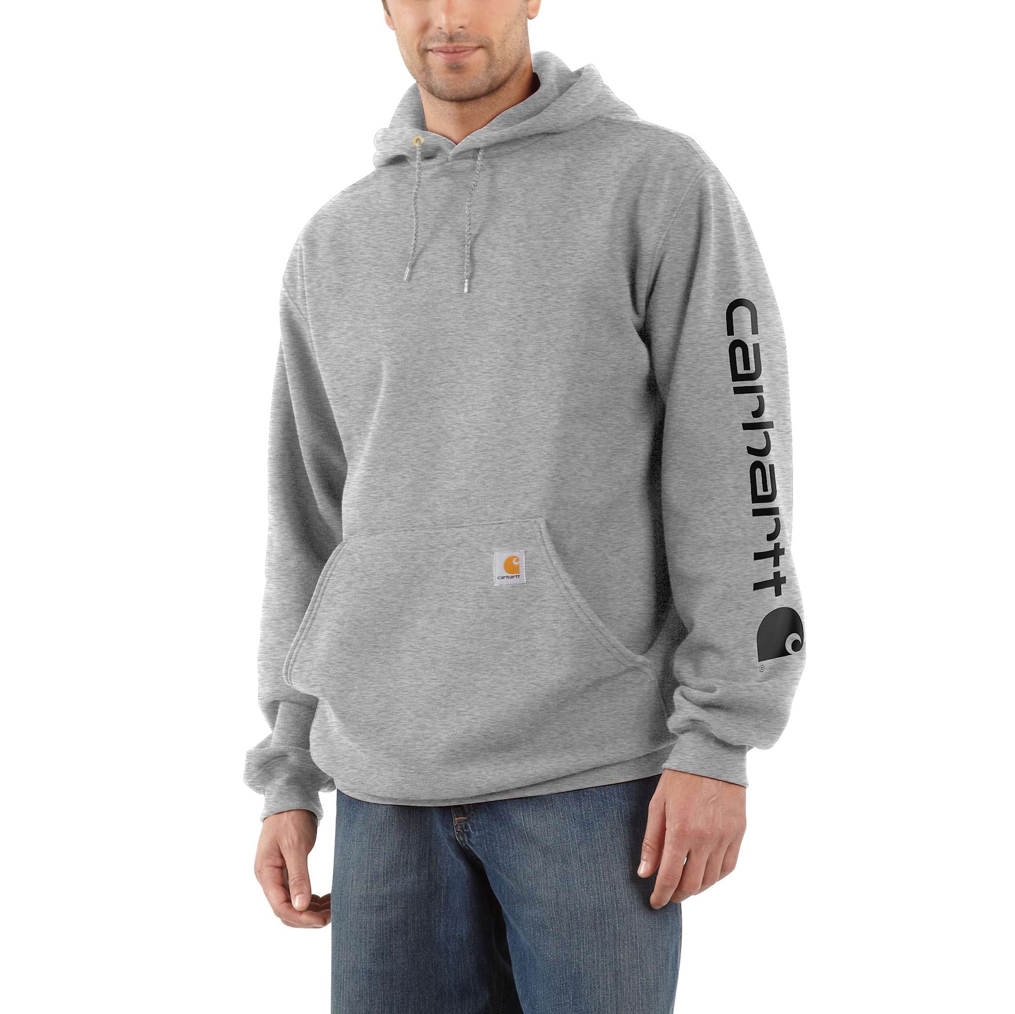 Carhartt Sleeve logo Hoodie Men's Heather Grey/Black XS