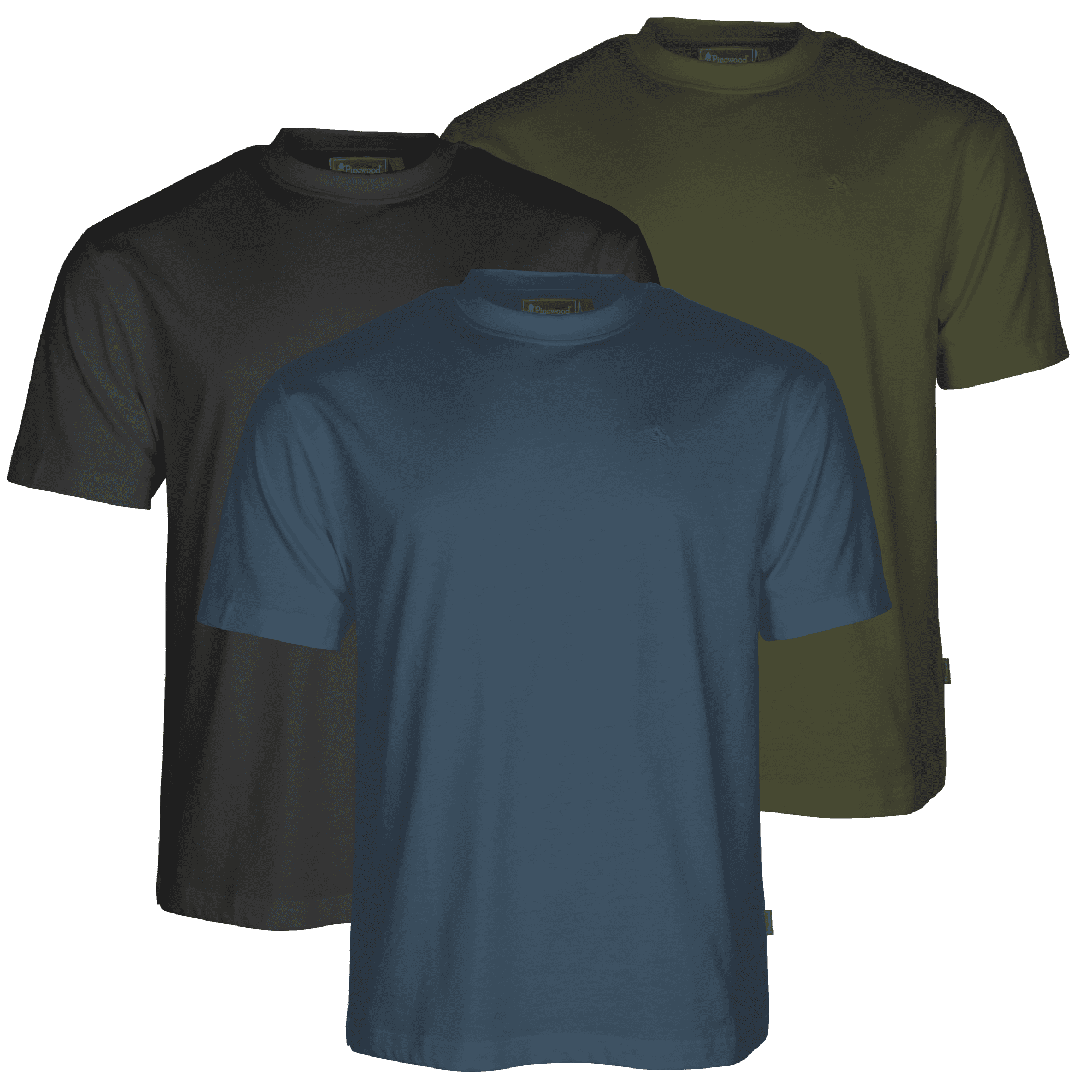 Pinewood 3-pack T-Shirt Herr Azur Blue/Mossgreen/Black