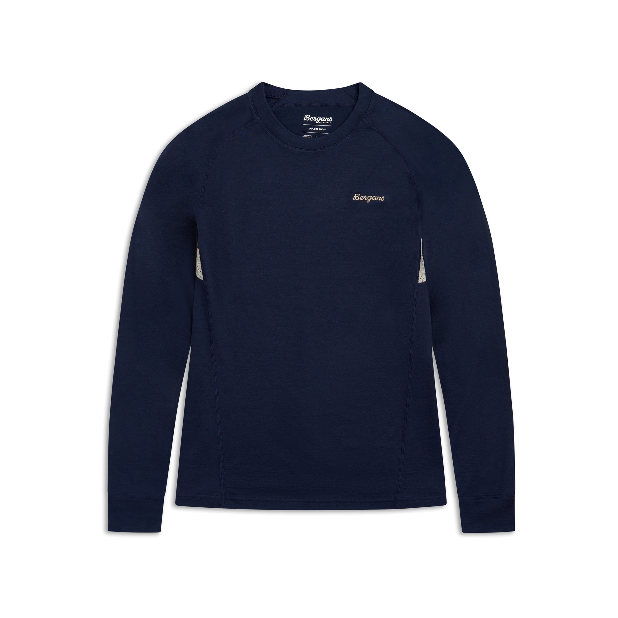 Bergans Inner:Pure Merino L/S Aluspaita Miehet Navy Blue/Bone White