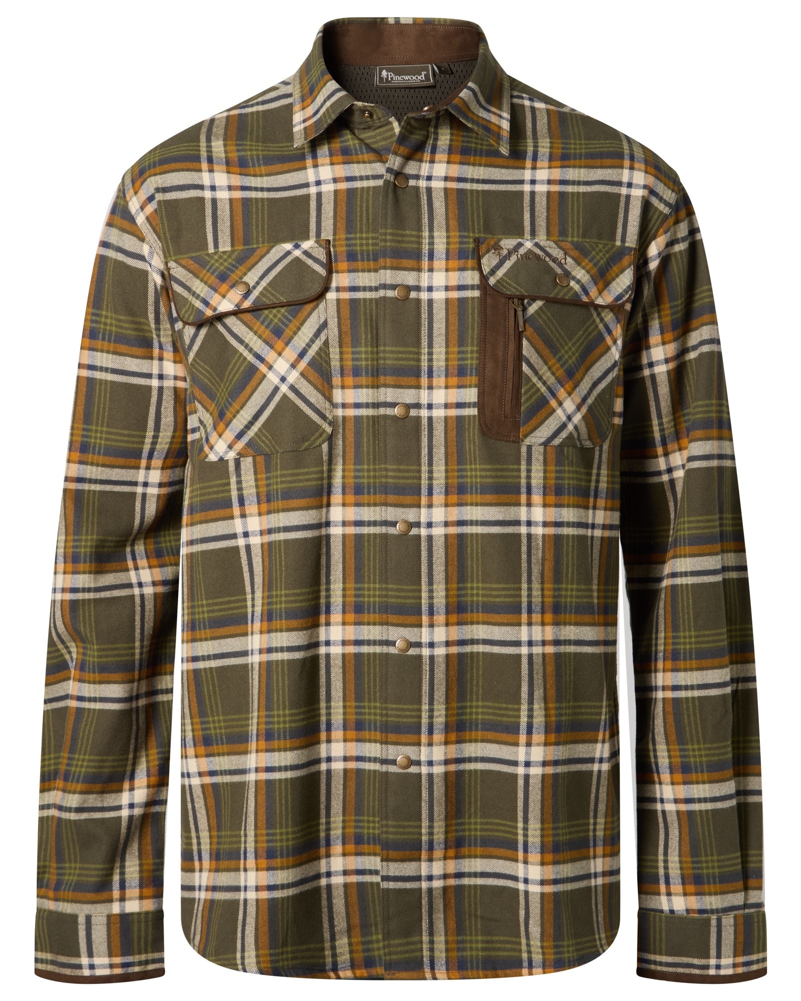 Pinewood Cornwall Skjorta Herr Moss Green/Light Khaki