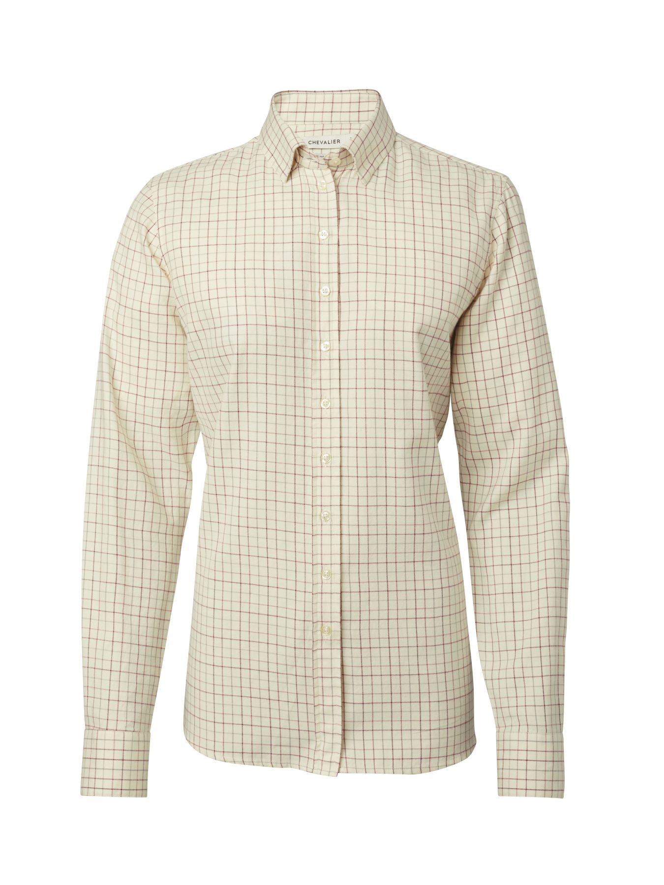 Chevalier Dollis Shooting Fit Wool Shirt Women Cherry Red Tattersall 38W