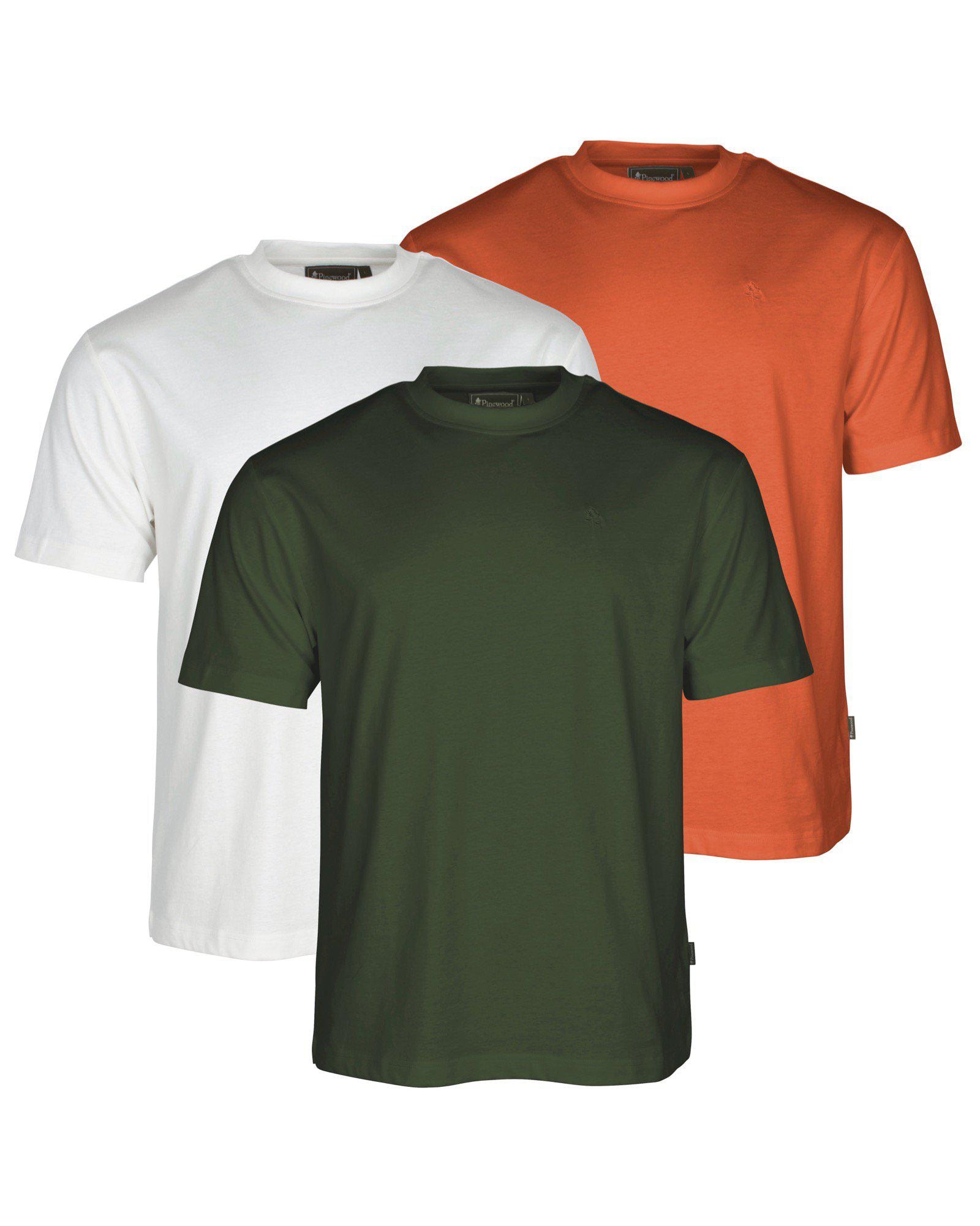 Pinewood 3-pack T-Shirt Herr White/Pine/Burned Orange