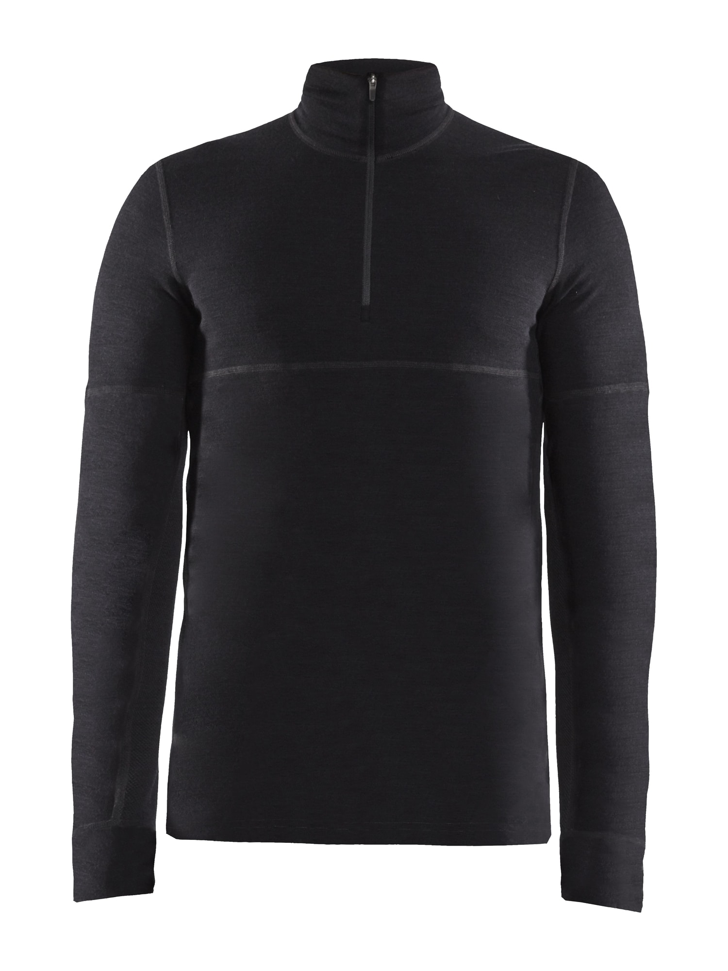Craft Merino-undertrøje med lynlås til herre, sort