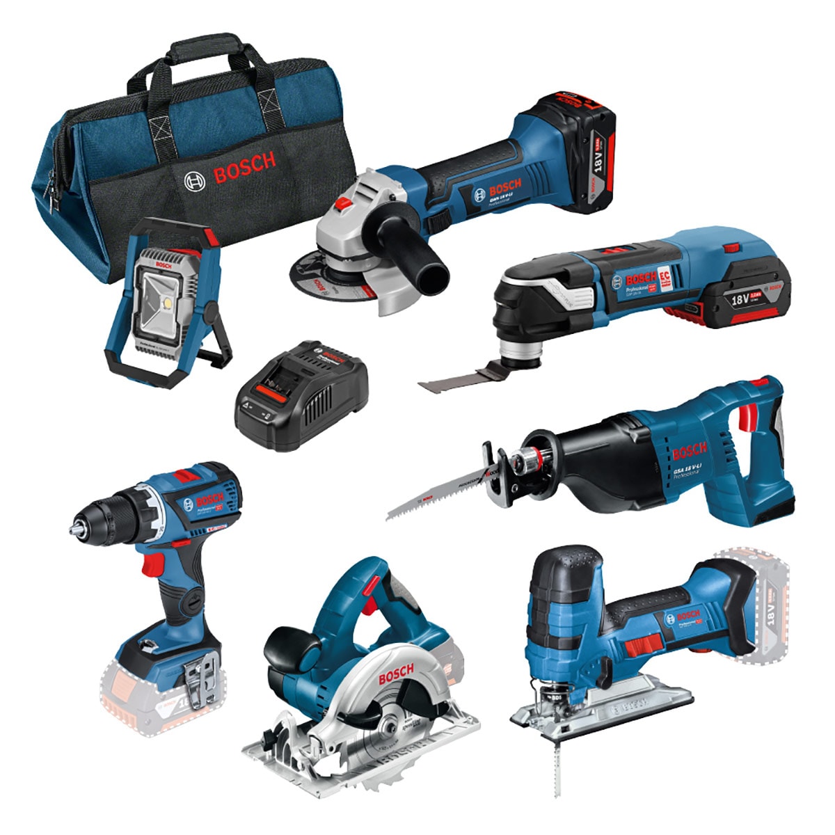 Bosch 18V GSR/Gst/Gks/GSA/GOP/GLI/GWS 3X5A Set - Bosch 18V GSR/Gst/Gks/GSA/GOP/GLI/GWS 3X5A Set
