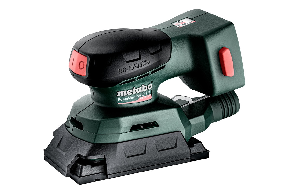 Metabo Tasohiomakone PowerMaxx SRA 12V BL setti hiomapapereilla ilman akkua ja laturia