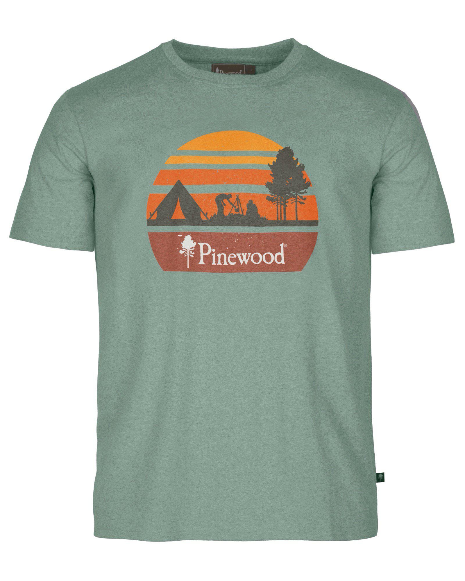 Pinewood Finnveden Recycled Outdoor T-shirt Herr Aqua Green Melange Campsite