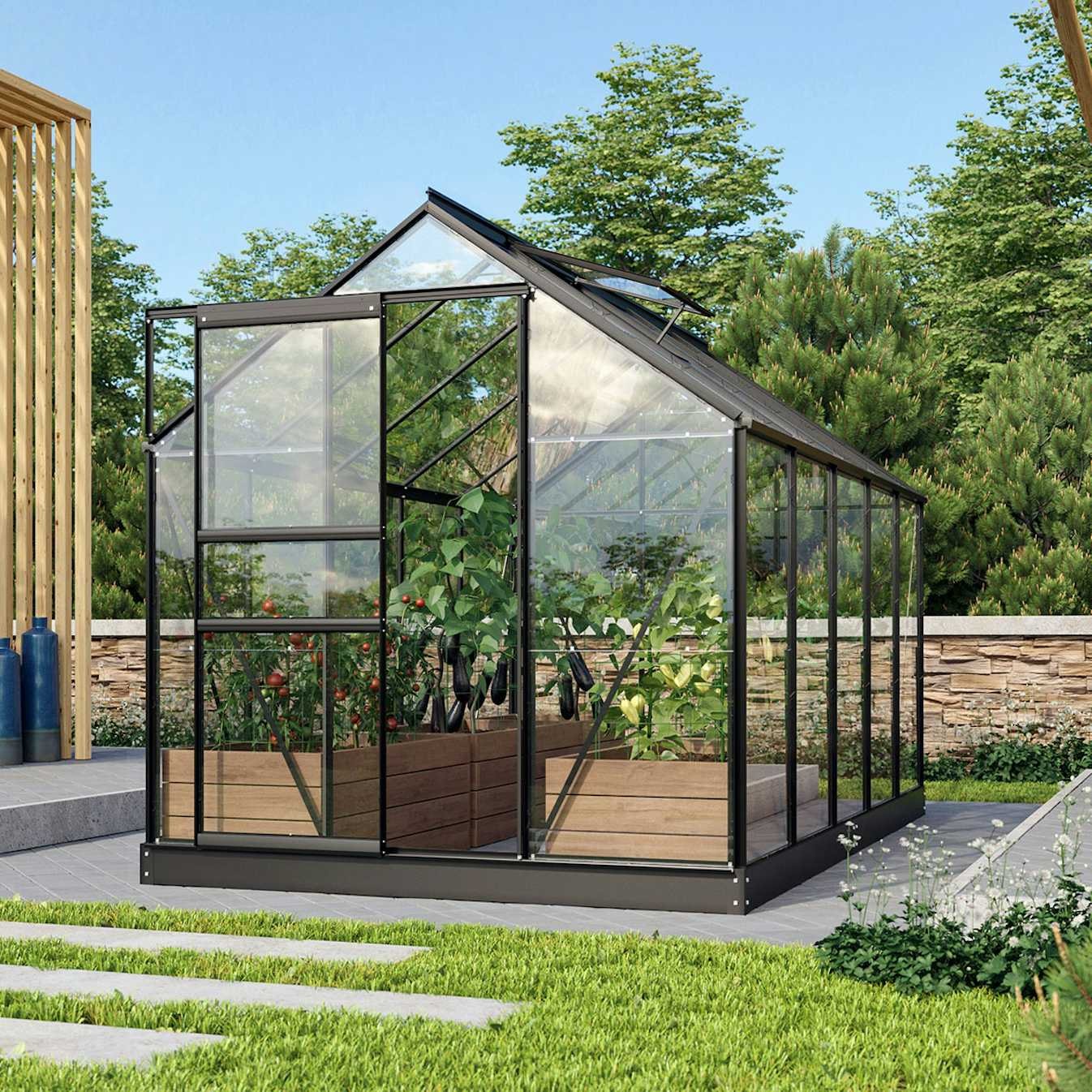 Vitavia Venus 6200 Växthus - 6,2 m2 Svart 3mm Delat Glas - Finns i flera färger