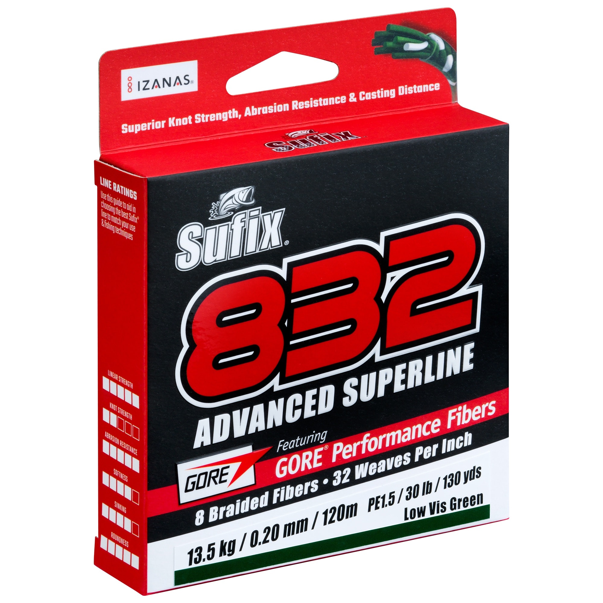 Sufix 832 Braid 0,08mm 120m Lo-Vis Green -