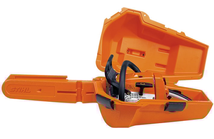 Stihl Motorsagskoffert, oransje plast Kjedebeskytter, spennbånd og transportkoffert -