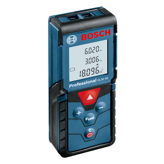Bosch Laserafstandsmåler GLM 40 Professional med 2 x batteri (AAA), tilbehørssæt