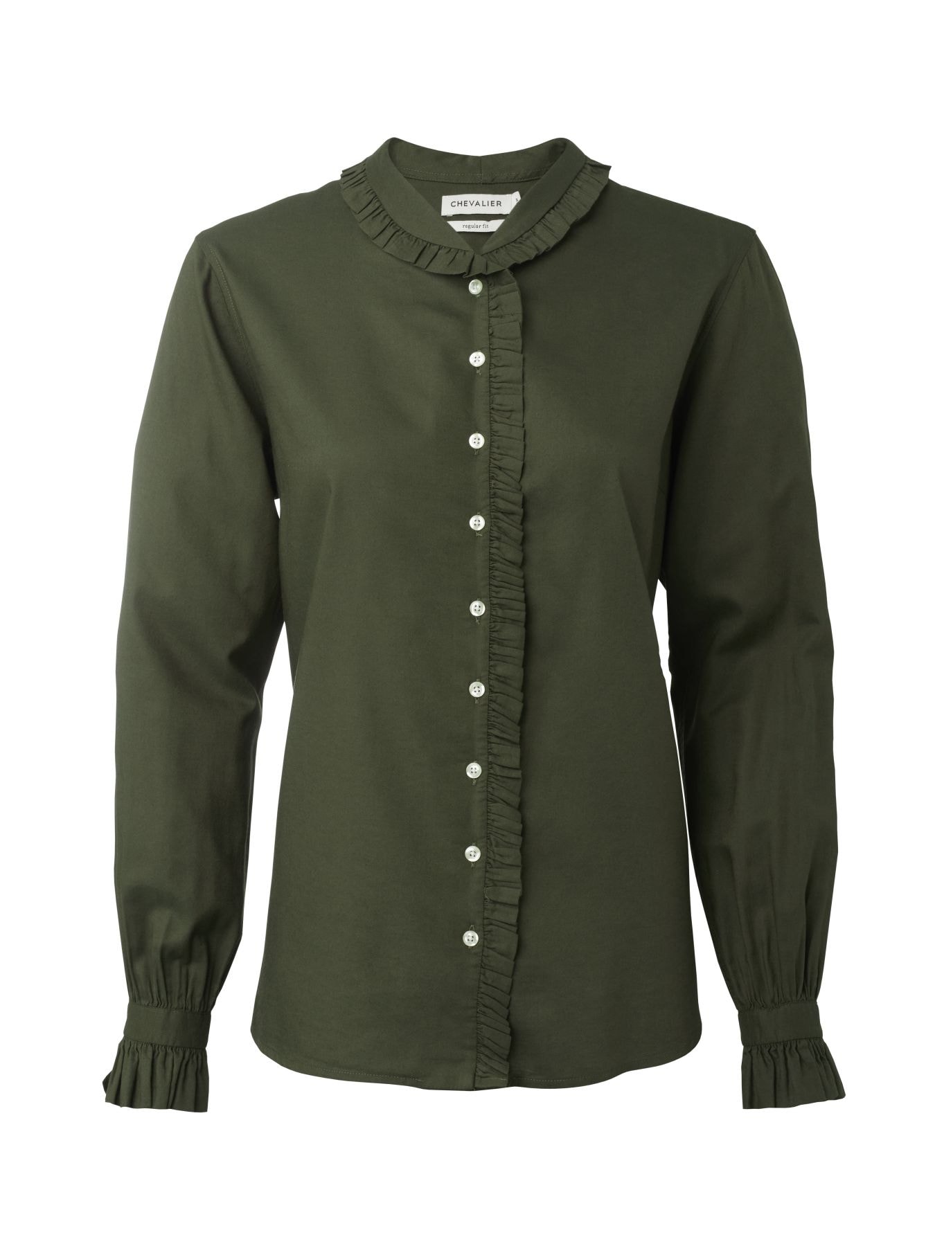 Chevalier Marble Ruffle Blouse Women Rifle Green