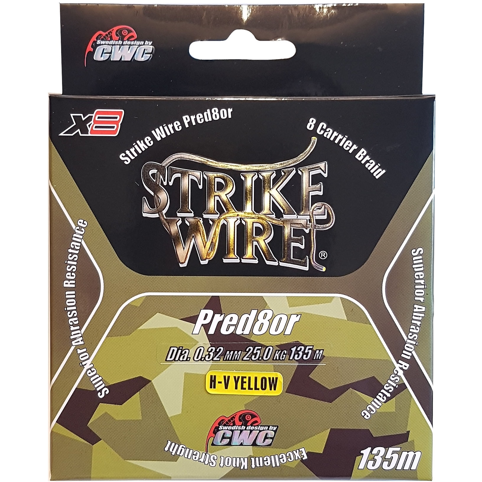 REA/Black Friday Strike Wire Predator X8, 0,32 mm 135 m Hi-Vis Yellow